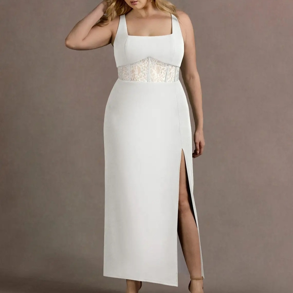 Azazie White Lace Detail Wedding Dress